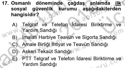 Sosyal Hizmet Mevzuatı Dersi 2016 - 2017 Yılı 3 Ders Sınav Soruları 17. Soru