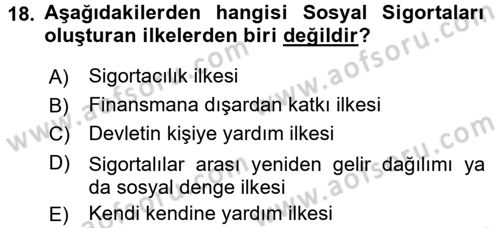Sosyal Hizmet Mevzuatı Dersi 2016 - 2017 Yılı 3 Ders Sınav Soruları 18. Soru