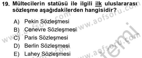 Sosyal Hizmet Mevzuatı Dersi 2016 - 2017 Yılı 3 Ders Sınav Soruları 19. Soru
