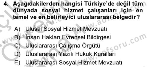Sosyal Hizmet Mevzuatı Dersi 2016 - 2017 Yılı 3 Ders Sınav Soruları 4. Soru