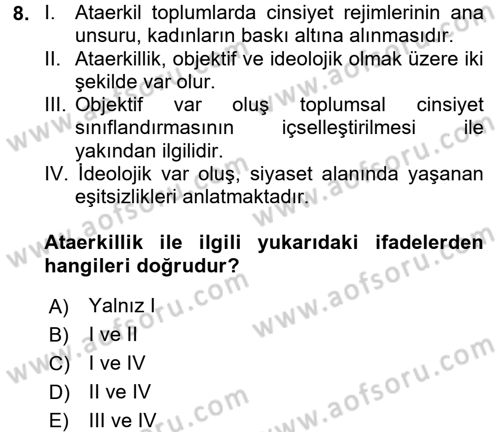 Sosyal Hizmet Mevzuatı Dersi 2016 - 2017 Yılı (Vize) Ara Sınav Soruları 8. Soru