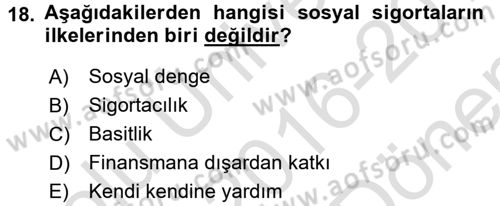 Sosyal Hizmet Mevzuatı Dersi 2016 - 2017 Yılı (Final) Dönem Sonu Sınav Soruları 18. Soru