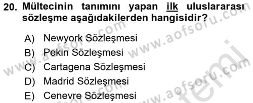 Sosyal Hizmet Mevzuatı Dersi 2016 - 2017 Yılı (Final) Dönem Sonu Sınav Soruları 20. Soru
