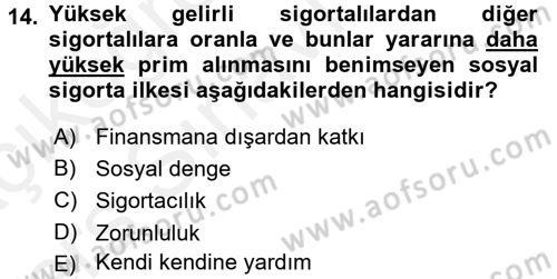 Sosyal Hizmet Mevzuatı Dersi 2017 - 2018 Yılı 3 Ders Sınav Soruları 14. Soru
