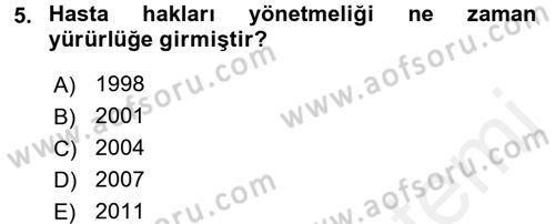 Sosyal Hizmet Mevzuatı Dersi 2017 - 2018 Yılı 3 Ders Sınav Soruları 5. Soru
