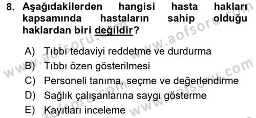 Sosyal Hizmet Mevzuatı Dersi 2017 - 2018 Yılı 3 Ders Sınav Soruları 8. Soru