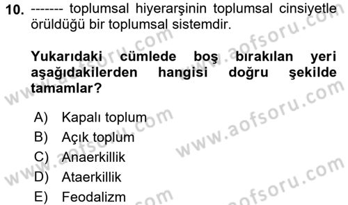 Sosyal Hizmet Mevzuatı Dersi 2017 - 2018 Yılı (Vize) Ara Sınav Soruları 10. Soru