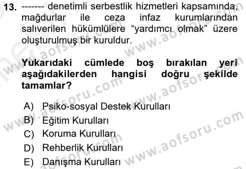 Sosyal Hizmet Mevzuatı Dersi 2017 - 2018 Yılı (Vize) Ara Sınav Soruları 13. Soru