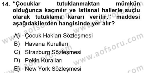 Sosyal Hizmet Mevzuatı Dersi 2017 - 2018 Yılı (Vize) Ara Sınav Soruları 14. Soru