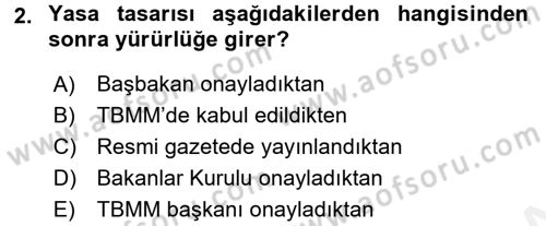 Sosyal Hizmet Mevzuatı Dersi 2017 - 2018 Yılı (Vize) Ara Sınav Soruları 2. Soru