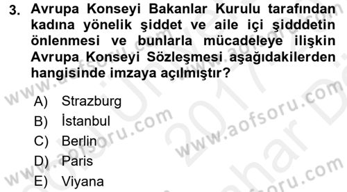 Sosyal Hizmet Mevzuatı Dersi 2017 - 2018 Yılı (Vize) Ara Sınav Soruları 3. Soru