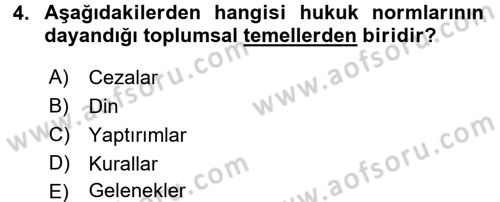 Sosyal Hizmet Mevzuatı Dersi 2017 - 2018 Yılı (Vize) Ara Sınav Soruları 4. Soru