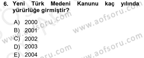 Sosyal Hizmet Mevzuatı Dersi 2017 - 2018 Yılı (Vize) Ara Sınav Soruları 6. Soru