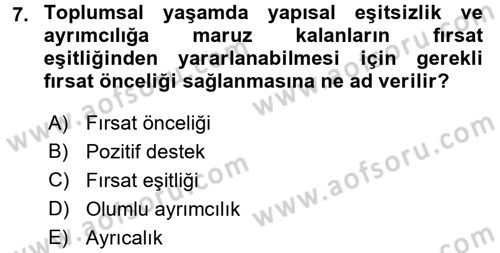 Sosyal Hizmet Mevzuatı Dersi 2017 - 2018 Yılı (Vize) Ara Sınav Soruları 7. Soru
