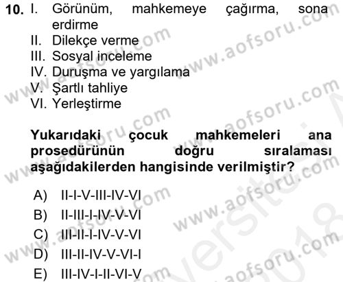Sosyal Hizmet Mevzuatı Dersi 2017 - 2018 Yılı (Final) Dönem Sonu Sınav Soruları 10. Soru