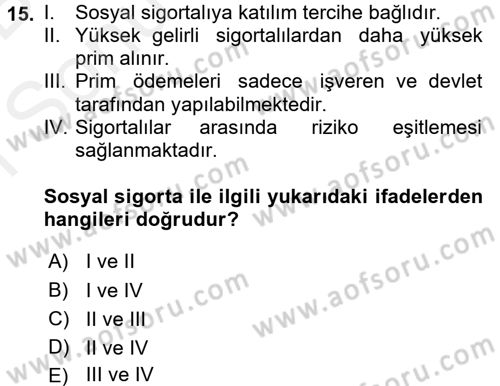 Sosyal Hizmet Mevzuatı Dersi 2017 - 2018 Yılı (Final) Dönem Sonu Sınav Soruları 15. Soru
