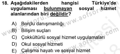 Sosyal Hizmet Mevzuatı Dersi 2017 - 2018 Yılı (Final) Dönem Sonu Sınav Soruları 18. Soru