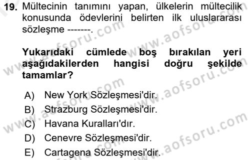 Sosyal Hizmet Mevzuatı Dersi 2017 - 2018 Yılı (Final) Dönem Sonu Sınav Soruları 19. Soru