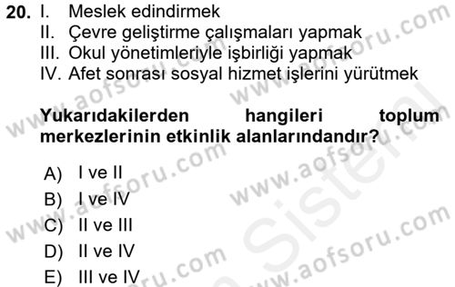 Sosyal Hizmet Mevzuatı Dersi 2017 - 2018 Yılı (Final) Dönem Sonu Sınav Soruları 20. Soru