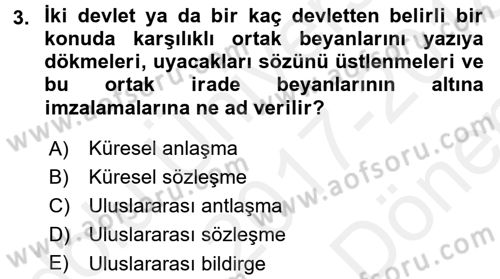 Sosyal Hizmet Mevzuatı Dersi 2017 - 2018 Yılı (Final) Dönem Sonu Sınav Soruları 3. Soru