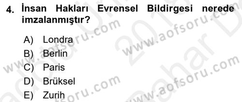 Sosyal Hizmet Mevzuatı Dersi 2018 - 2019 Yılı (Vize) Ara Sınav Soruları 4. Soru