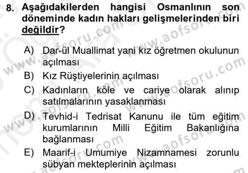 Sosyal Hizmet Mevzuatı Dersi 2018 - 2019 Yılı (Vize) Ara Sınav Soruları 8. Soru