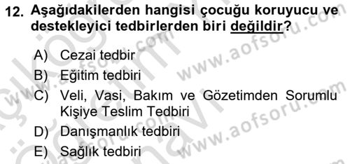 Sosyal Hizmet Mevzuatı Dersi 2020 - 2021 Yılı Yaz Okulu Sınav Soruları 12. Soru