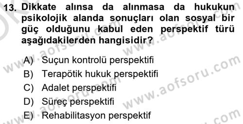 Sosyal Hizmet Mevzuatı Dersi 2020 - 2021 Yılı Yaz Okulu Sınav Soruları 13. Soru