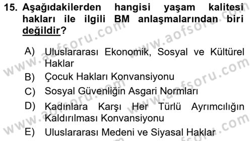 Sosyal Hizmet Mevzuatı Dersi 2020 - 2021 Yılı Yaz Okulu Sınav Soruları 15. Soru
