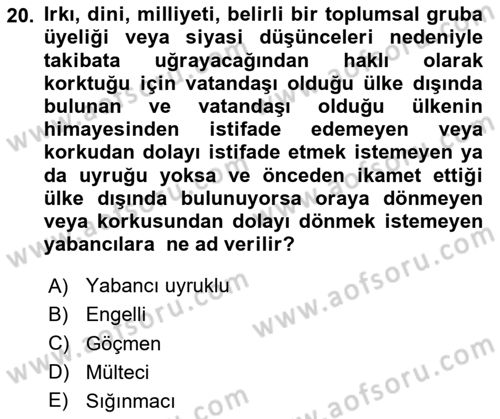 Sosyal Hizmet Mevzuatı Dersi 2020 - 2021 Yılı Yaz Okulu Sınav Soruları 20. Soru