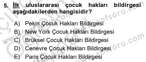 Sosyal Hizmet Mevzuatı Dersi 2020 - 2021 Yılı Yaz Okulu Sınav Soruları 5. Soru