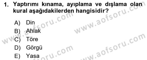 Sosyal Hizmet Mevzuatı Dersi 2021 - 2022 Yılı (Vize) Ara Sınav Soruları 1. Soru
