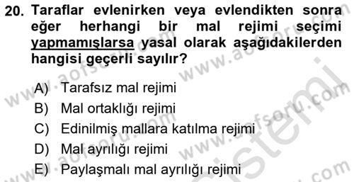 Sosyal Hizmet Mevzuatı Dersi 2021 - 2022 Yılı (Vize) Ara Sınav Soruları 20. Soru
