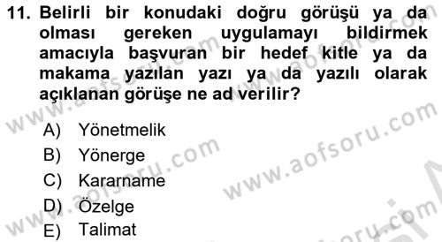 Sosyal Hizmet Mevzuatı Dersi 2021 - 2022 Yılı (Final) Dönem Sonu Sınav Soruları 11. Soru