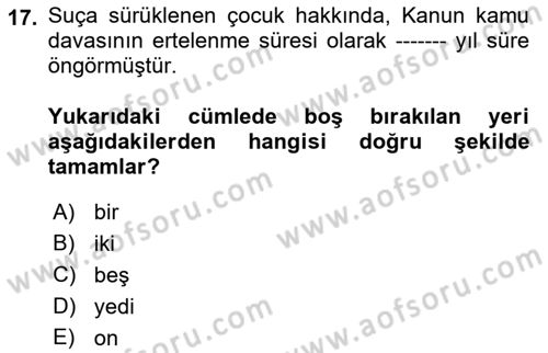 Sosyal Hizmet Mevzuatı Dersi 2021 - 2022 Yılı (Final) Dönem Sonu Sınav Soruları 17. Soru