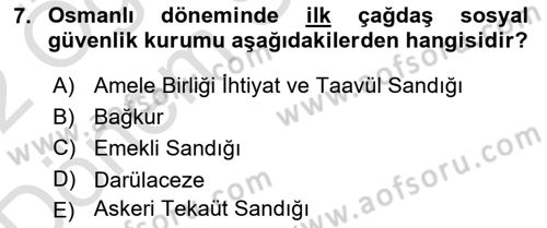 Sosyal Hizmet Mevzuatı Dersi 2021 - 2022 Yılı (Final) Dönem Sonu Sınav Soruları 7. Soru