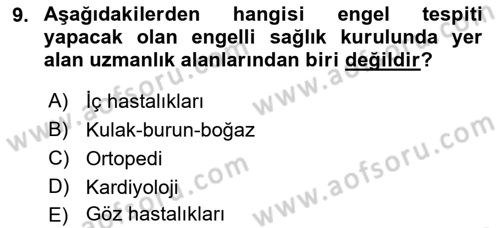 Sosyal Hizmet Mevzuatı Dersi 2021 - 2022 Yılı (Final) Dönem Sonu Sınav Soruları 9. Soru
