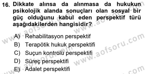Sosyal Hizmet Mevzuatı Dersi 2021 - 2022 Yılı Yaz Okulu Sınav Soruları 16. Soru