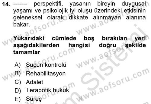 Sosyal Hizmet Mevzuatı Dersi 2022 - 2023 Yılı Yaz Okulu Sınav Soruları 14. Soru