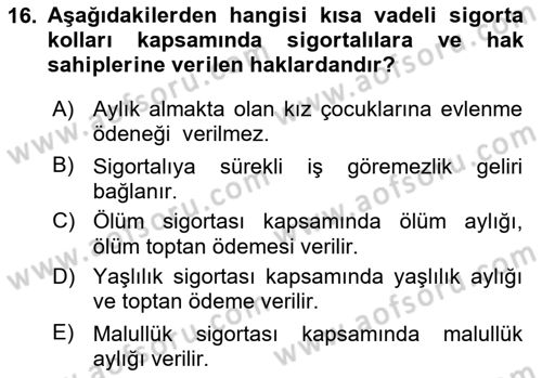 Sosyal Hizmet Mevzuatı Dersi 2022 - 2023 Yılı Yaz Okulu Sınav Soruları 16. Soru