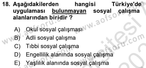 Sosyal Hizmet Mevzuatı Dersi 2022 - 2023 Yılı Yaz Okulu Sınav Soruları 18. Soru