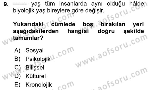 Sosyal Hizmet Mevzuatı Dersi 2022 - 2023 Yılı Yaz Okulu Sınav Soruları 9. Soru