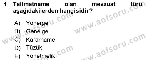 Sosyal Hizmet Mevzuatı Dersi 2023 - 2024 Yılı (Vize) Ara Sınav Soruları 1. Soru