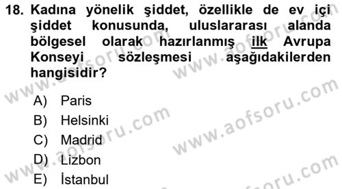 Sosyal Hizmet Mevzuatı Dersi 2023 - 2024 Yılı (Vize) Ara Sınav Soruları 18. Soru