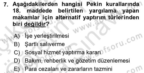 Sosyal Hizmet Mevzuatı Dersi 2023 - 2024 Yılı (Vize) Ara Sınav Soruları 7. Soru