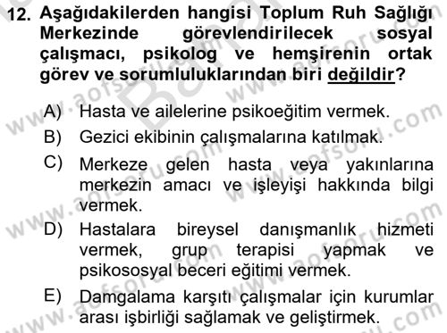 Sosyal Hizmet Mevzuatı Dersi 2023 - 2024 Yılı (Final) Dönem Sonu Sınav Soruları 12. Soru