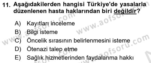 Sosyal Hizmet Mevzuatı Dersi 2023 - 2024 Yılı Yaz Okulu Sınav Soruları 11. Soru