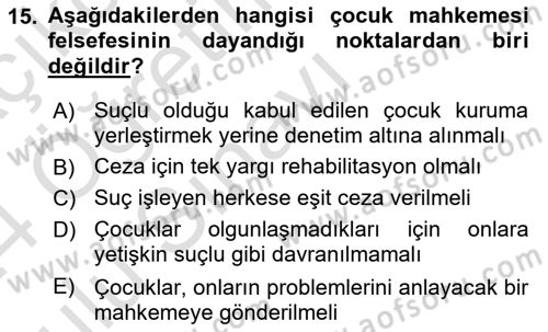 Sosyal Hizmet Mevzuatı Dersi 2023 - 2024 Yılı Yaz Okulu Sınav Soruları 15. Soru
