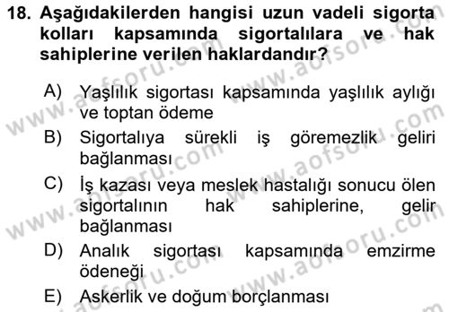 Sosyal Hizmet Mevzuatı Dersi 2023 - 2024 Yılı Yaz Okulu Sınav Soruları 18. Soru