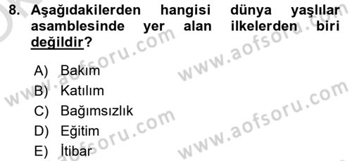 Sosyal Hizmet Mevzuatı Dersi 2023 - 2024 Yılı Yaz Okulu Sınav Soruları 8. Soru